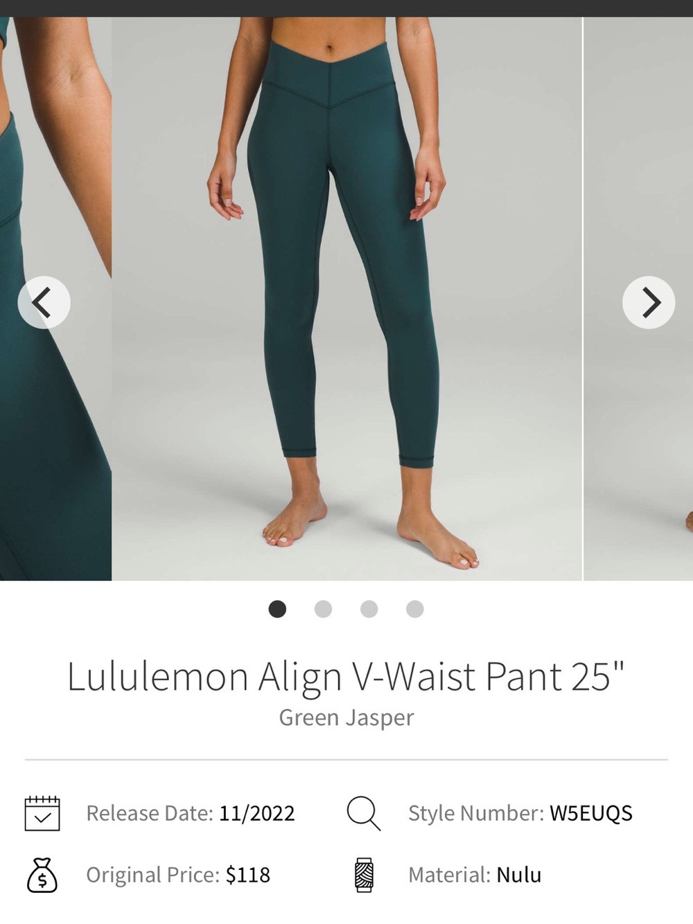 lululemon athletica Align V-Waist Legging - Green Jasper
